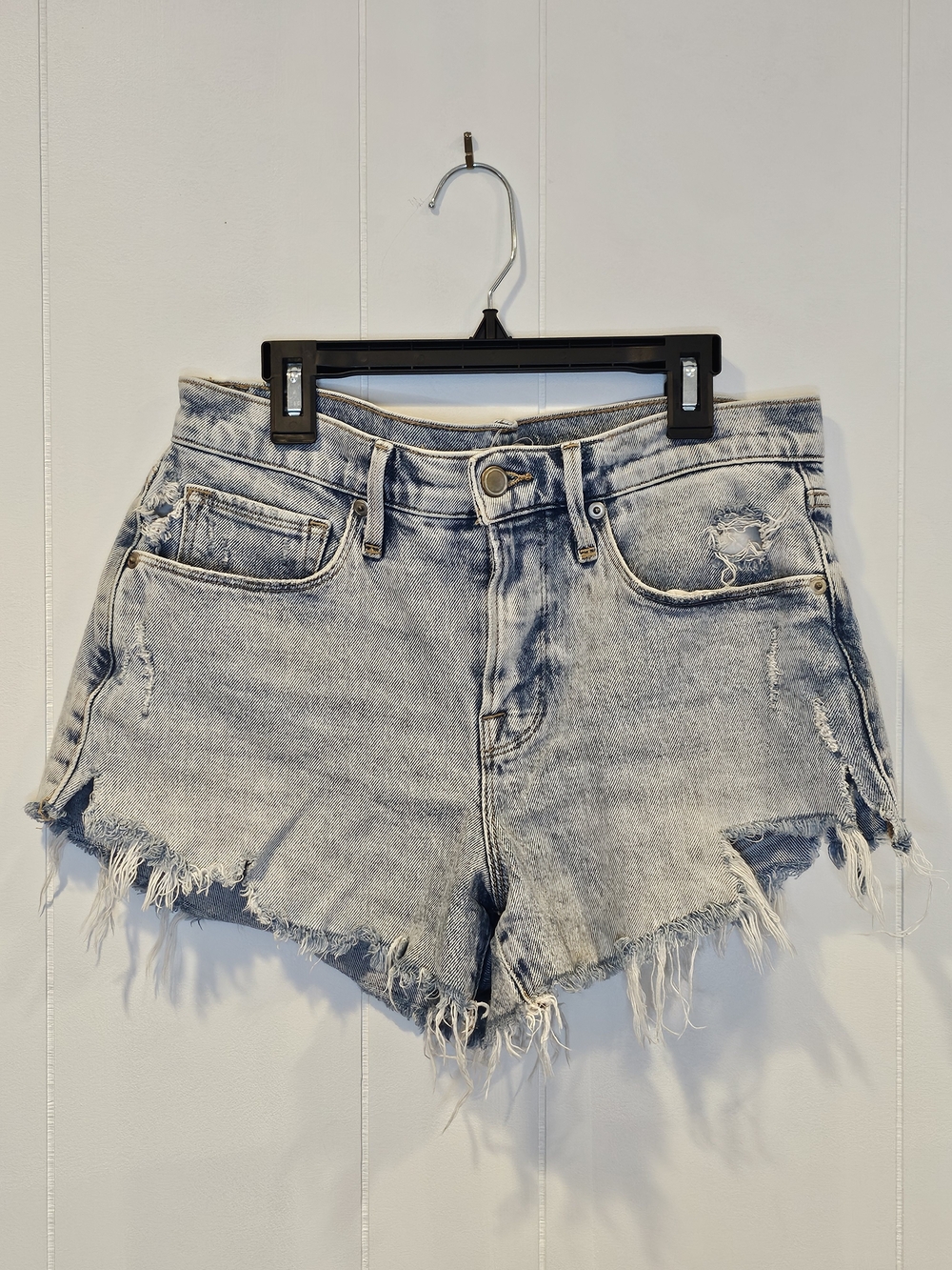 Good American Light Blue Distressed Denim Cutoff Shorts